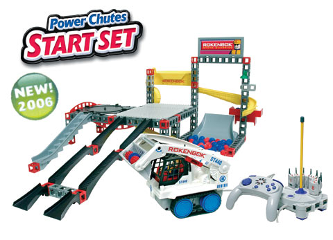 The Power Chutes Start Set includes everything you need to build your own exciting Rokenbok world.