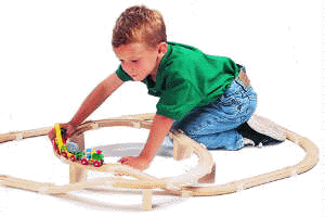 Child playing with track secured with Suretrack